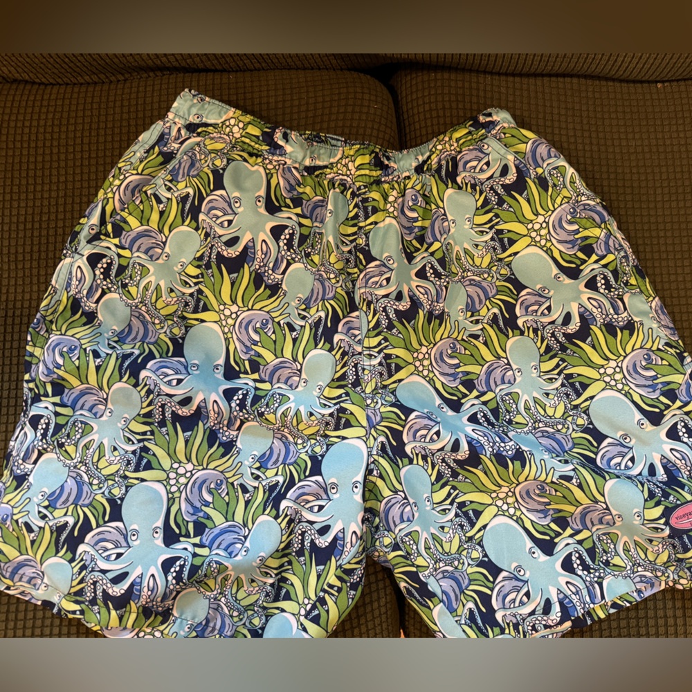 Vineyard Vines Blue and Green Octopus Swim Shorts